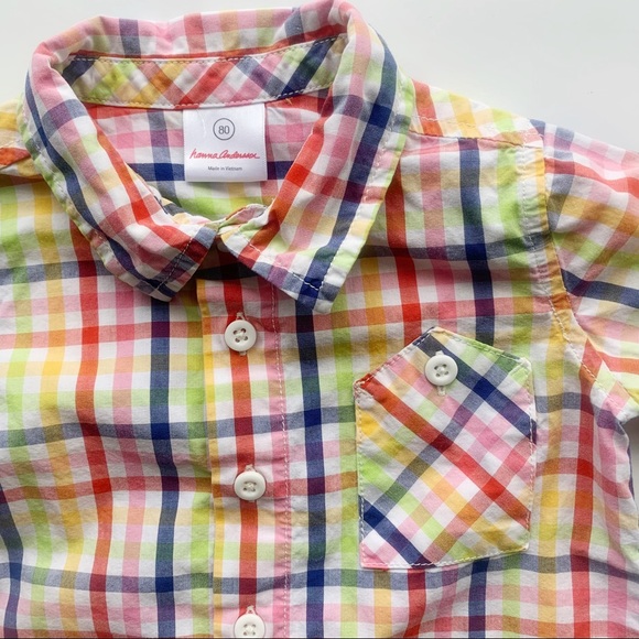 Hanna Andersson Rainbow Plaid Button Down Shirt - Picture 2 of 5